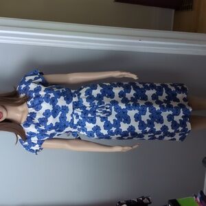 FAIRWEATHER 50's/60's VINTAGE Dress. Blue White Floral. Size Large